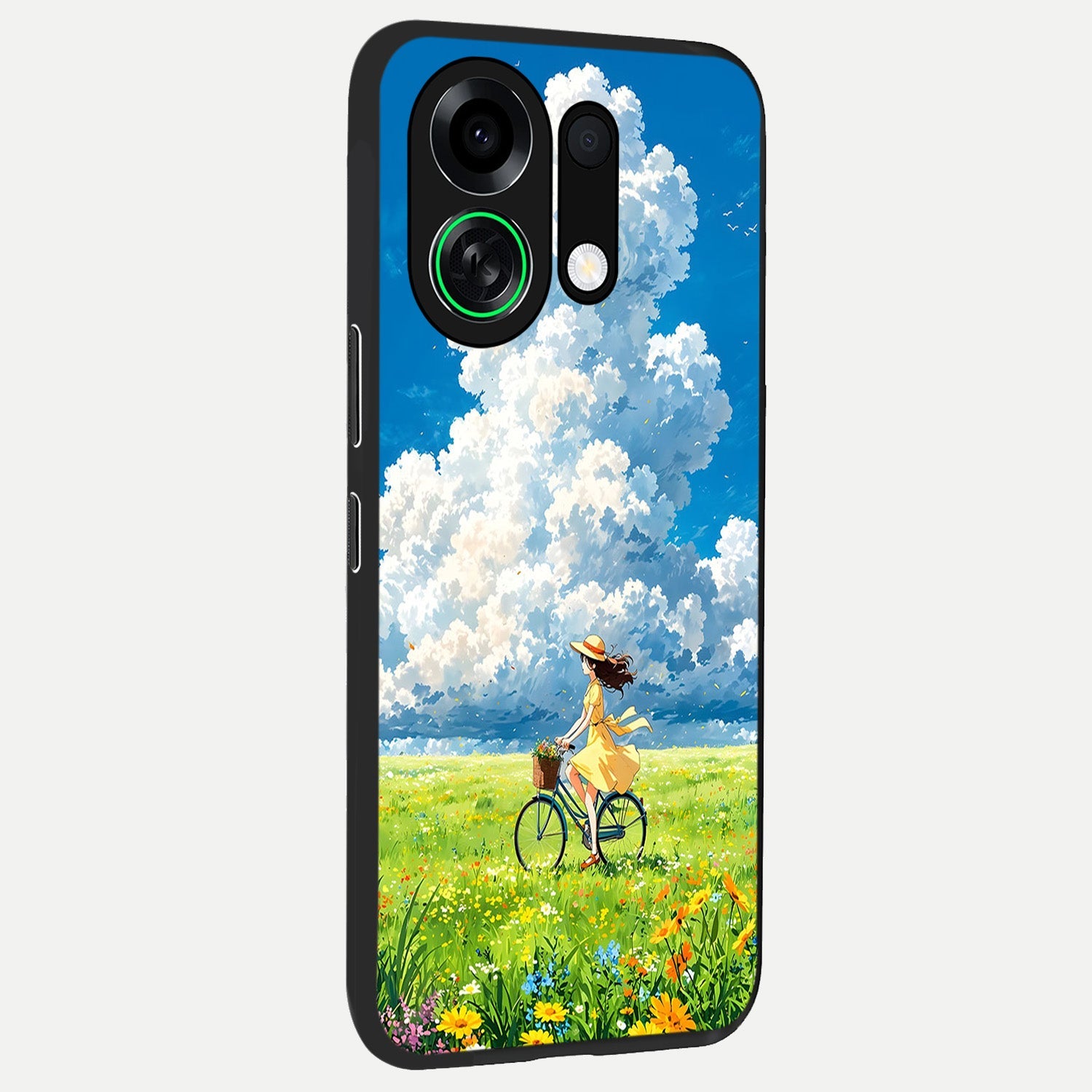  Breezy Meadow Ride back cover For Oppo K13 Turbo slim fit glass case with vibrant aesthetic design