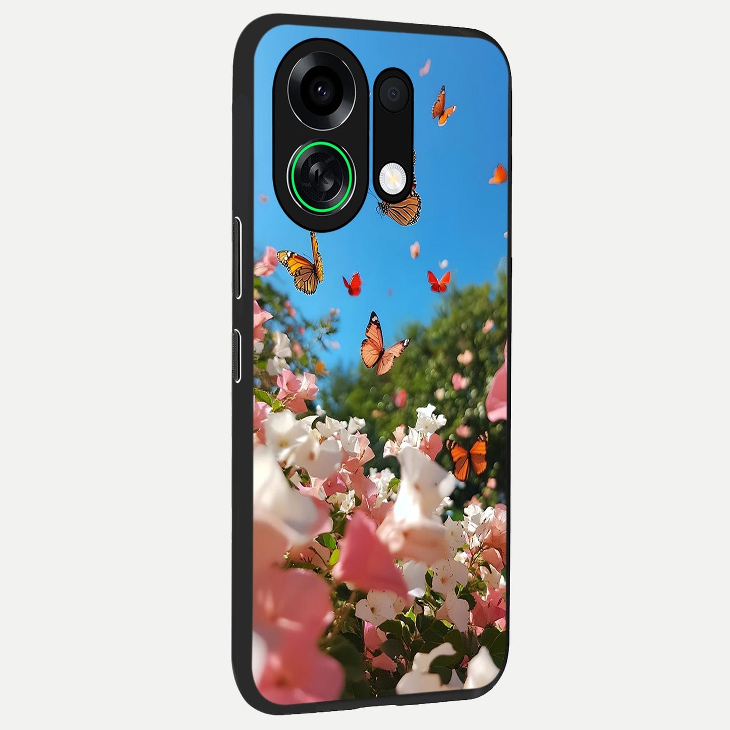  Butterflies In Bloom Sky back cover For Oppo K13 Turbo slim fit glass case with vibrant aesthetic design