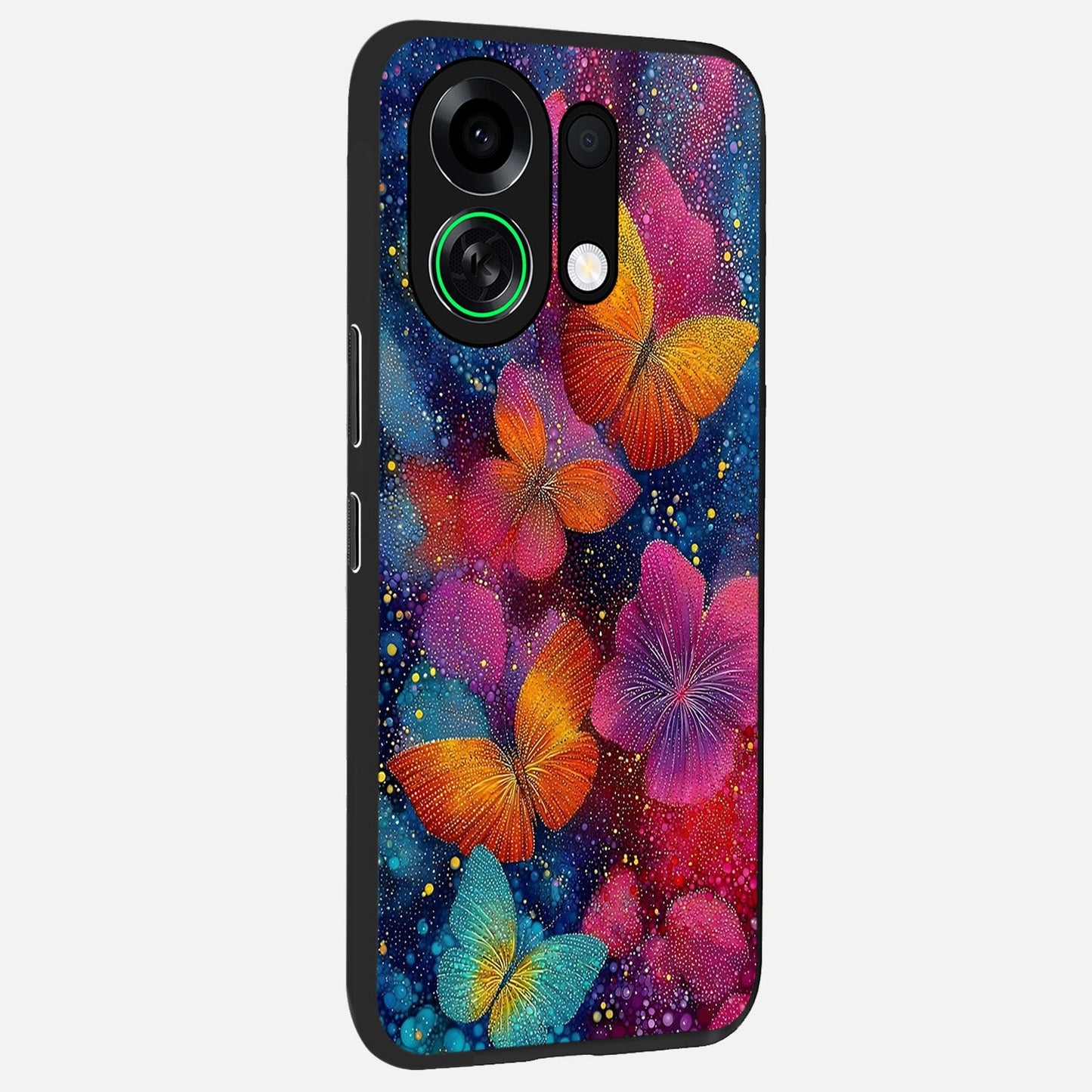  Butterfly Dream Mist back cover For Oppo K13 Turbo slim fit glass case with vibrant aesthetic design