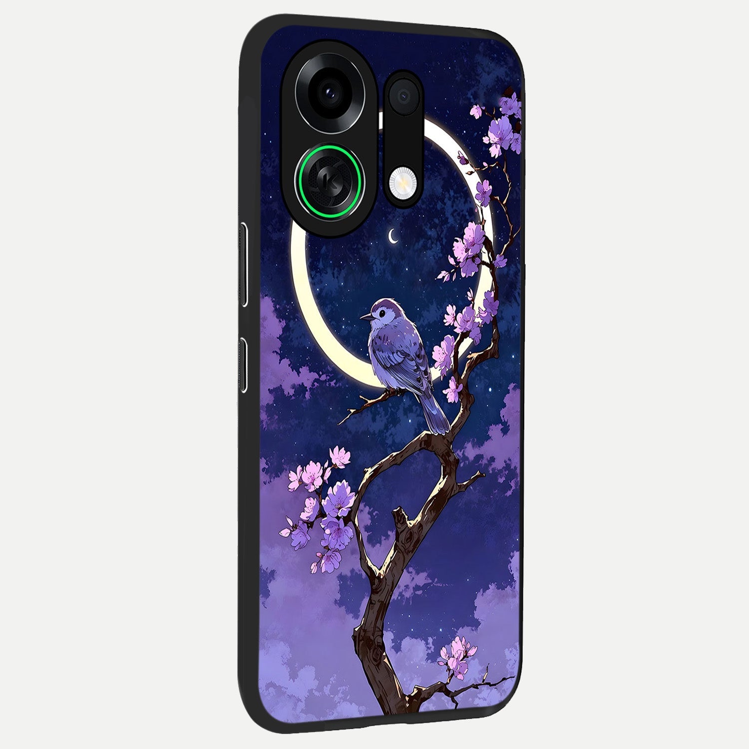  Celestial Bird Blossom back cover For Oppo K13 Turbo slim fit glass case with vibrant aesthetic design