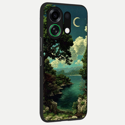  Celestial Lake Peace back cover For Oppo K13 Turbo slim fit glass case with vibrant aesthetic design