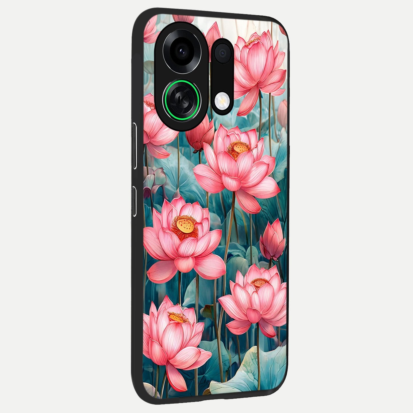  Celestial Pink Lotus back cover For Oppo K13 Turbo slim fit glass case with vibrant aesthetic design