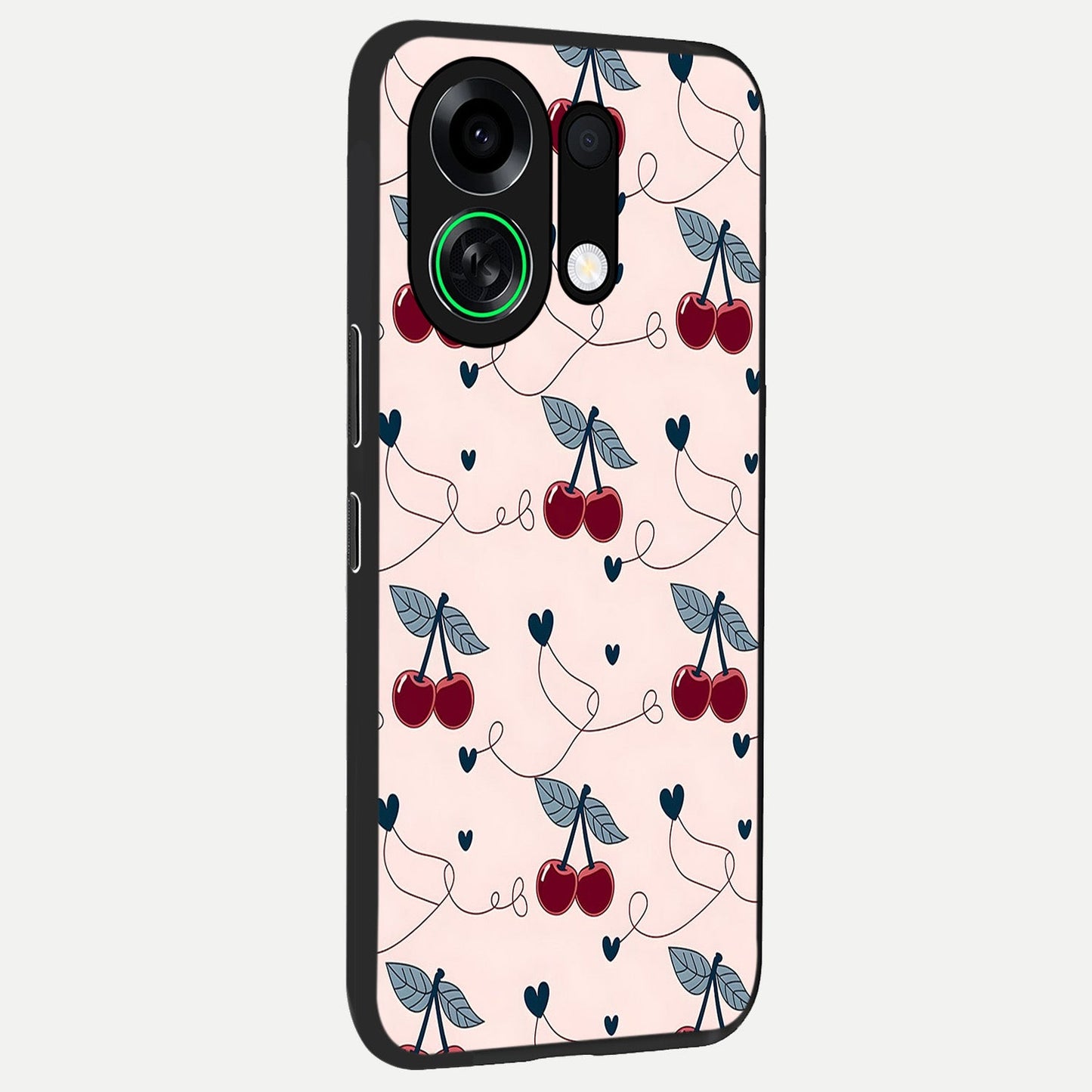  Cherry Heart Line back cover For Oppo K13 Turbo slim fit glass case with vibrant aesthetic design