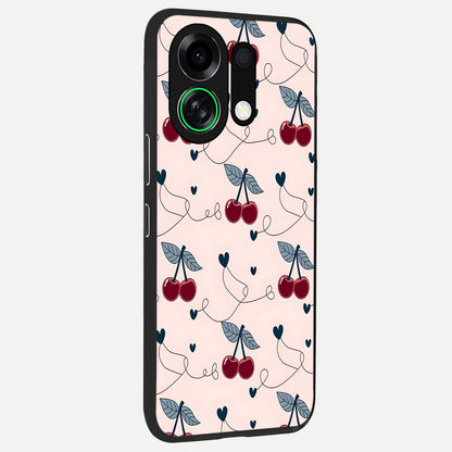 Cherry Heart Line back cover For Oppo K13 Turbo slim fit glass case with vibrant aesthetic design