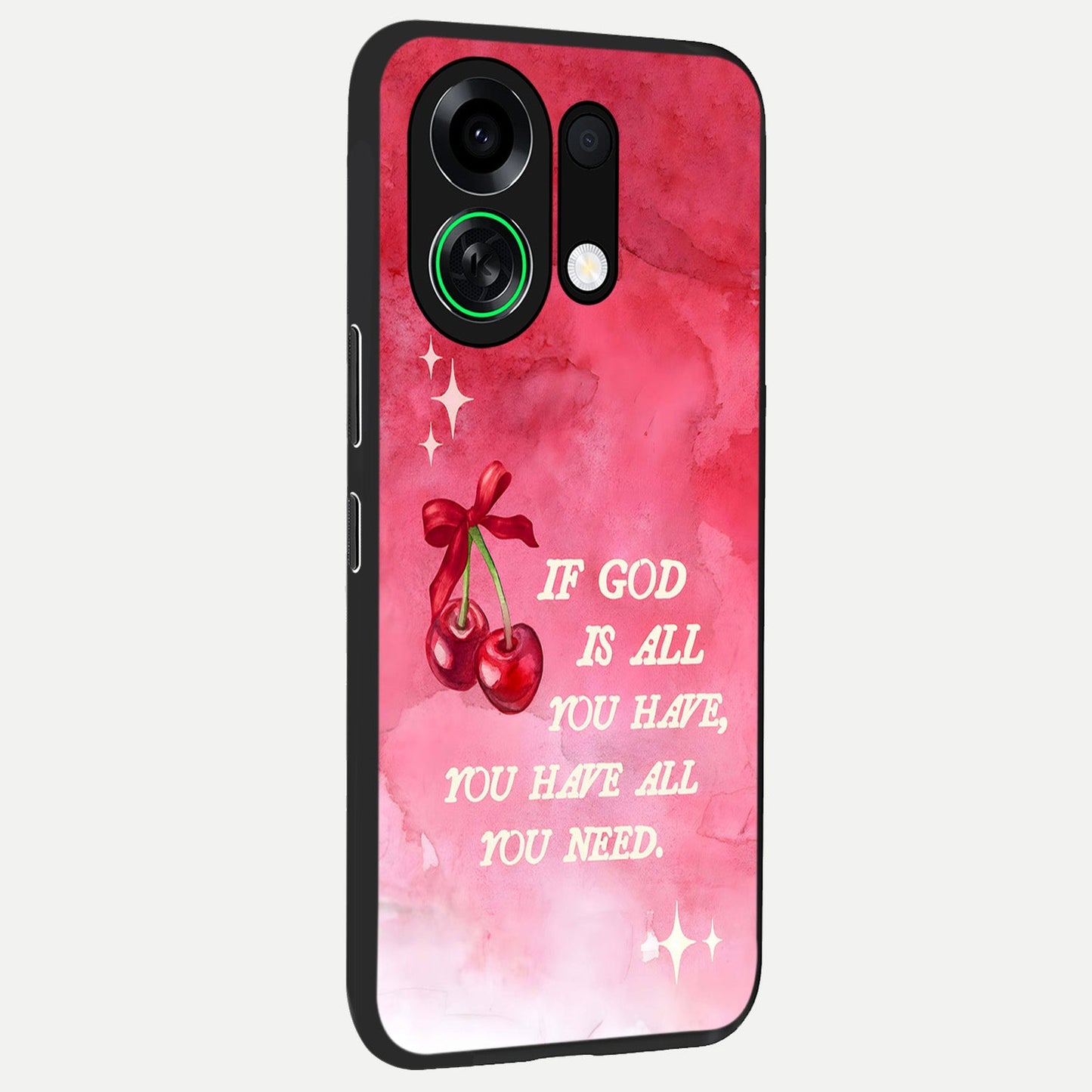  Cherry Quote back cover For Oppo K13 Turbo slim fit glass case with vibrant aesthetic design