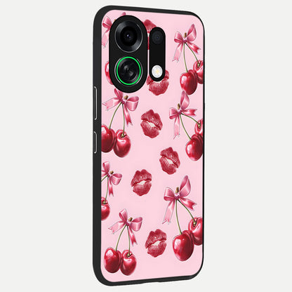  Cherry With Lips back cover For Oppo K13 Turbo slim fit glass case with vibrant aesthetic design