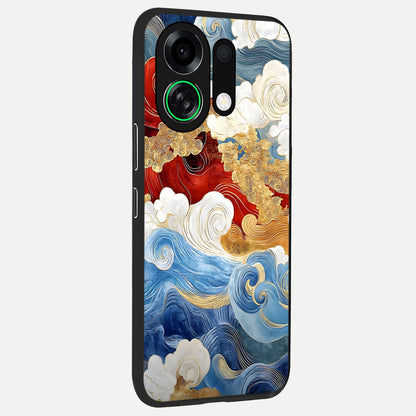  Colored Waves back cover For Oppo K13 Turbo slim fit glass case with vibrant aesthetic design