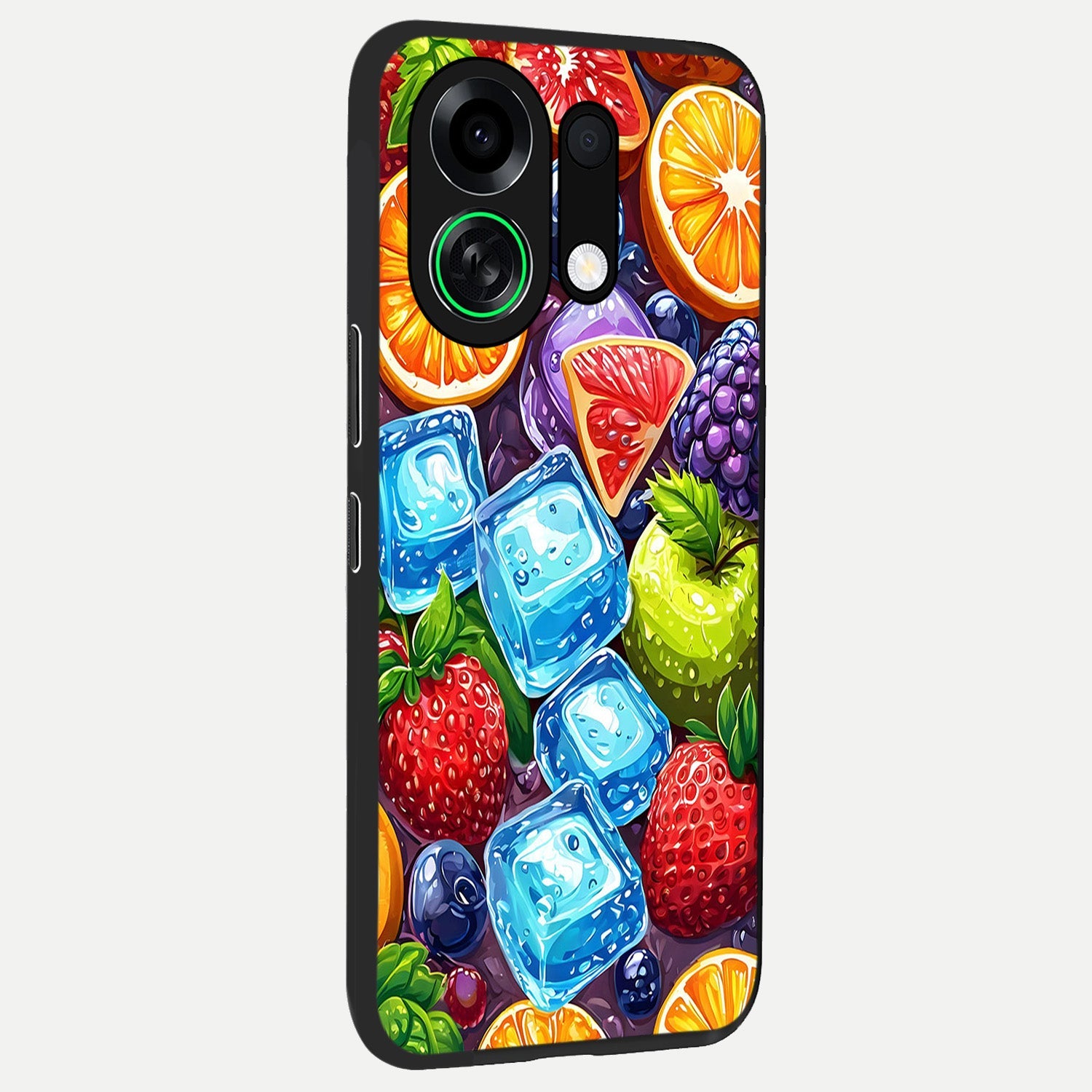  Colorful Fruits with Ice back cover For Oppo K13 Turbo slim fit glass case with vibrant aesthetic design
