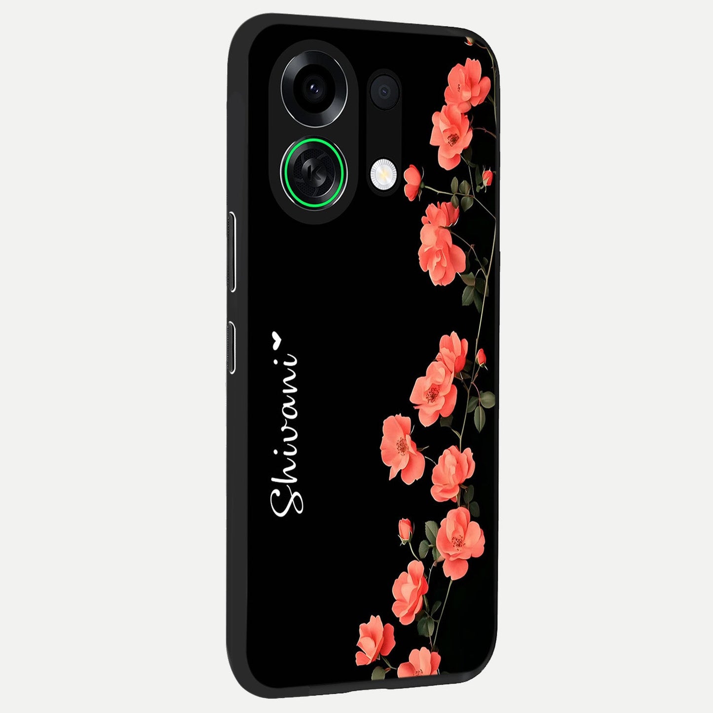  Crimson Bloom Grace Custom Name back cover For Oppo K13 Turbo slim fit glass case with vibrant aesthetic design