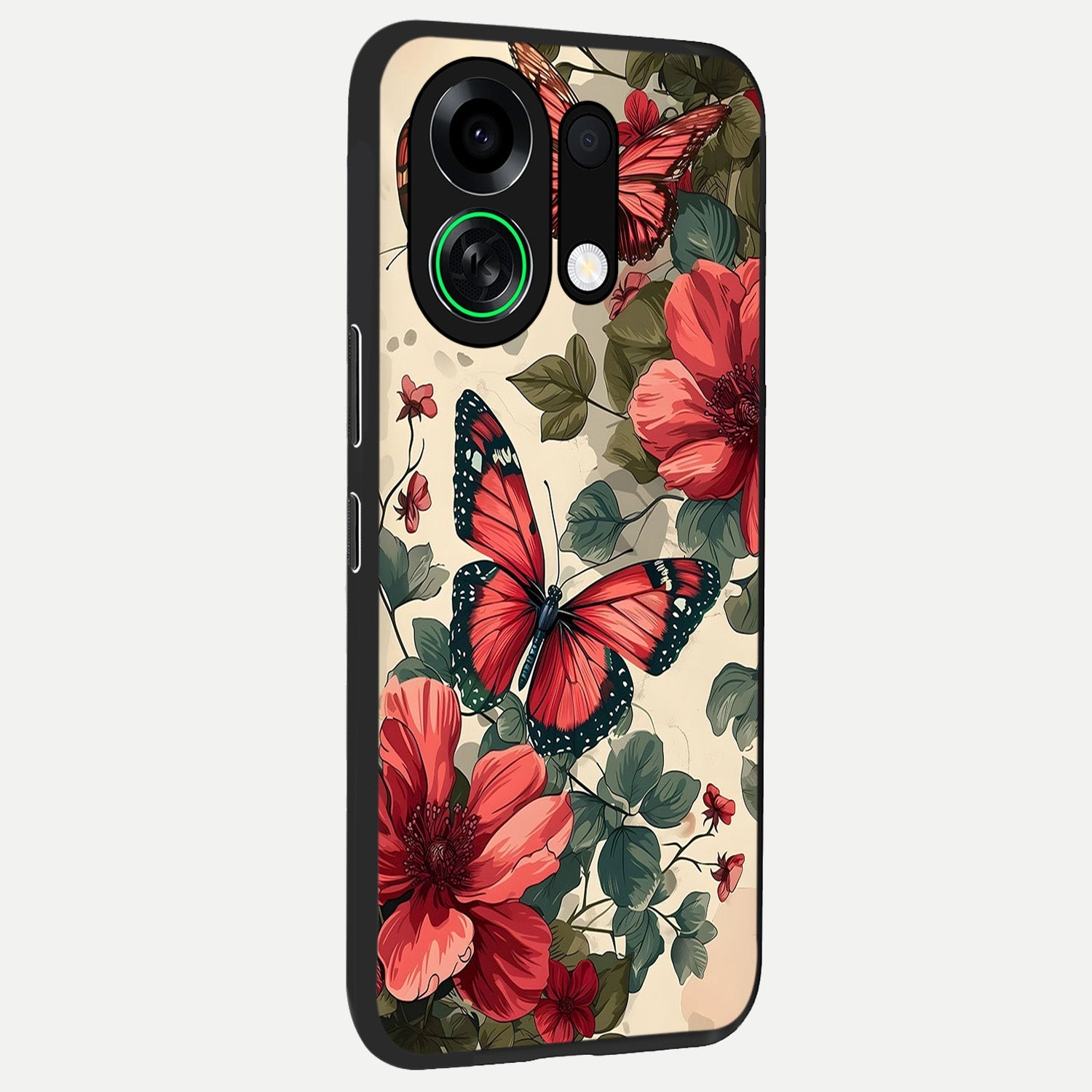  Crimson Butterfly Garden back cover For Oppo K13 Turbo slim fit glass case with vibrant aesthetic design