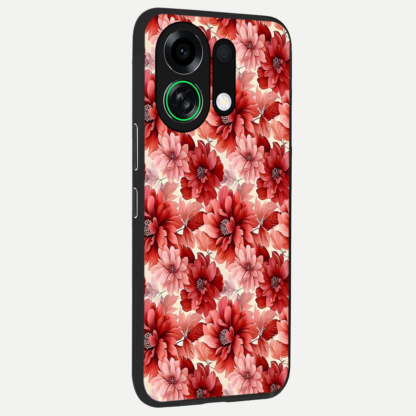  Crimson Love Petals back cover For Oppo K13 Turbo slim fit glass case with vibrant aesthetic design