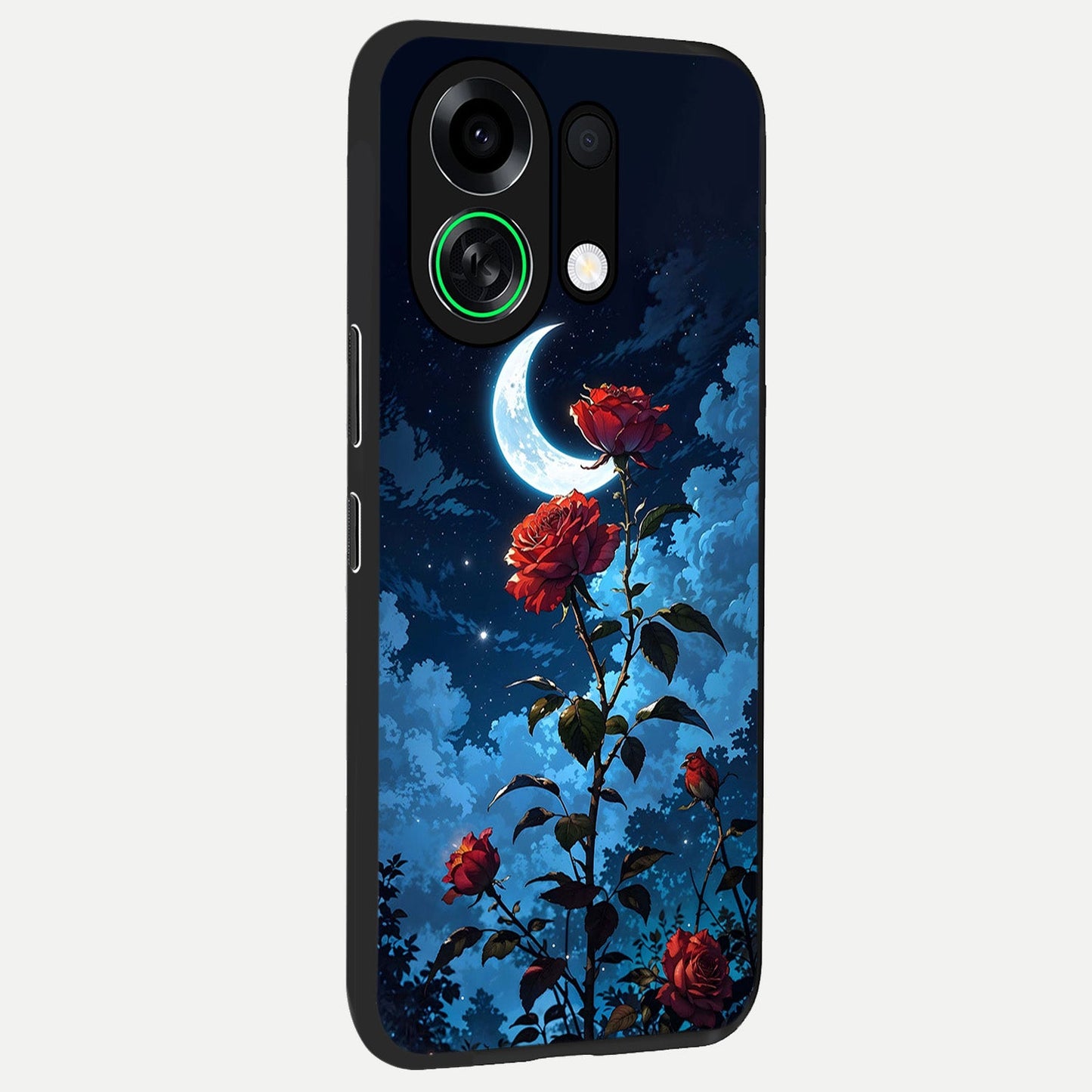  Crimson Rose Moon back cover For Oppo K13 Turbo slim fit glass case with vibrant aesthetic design