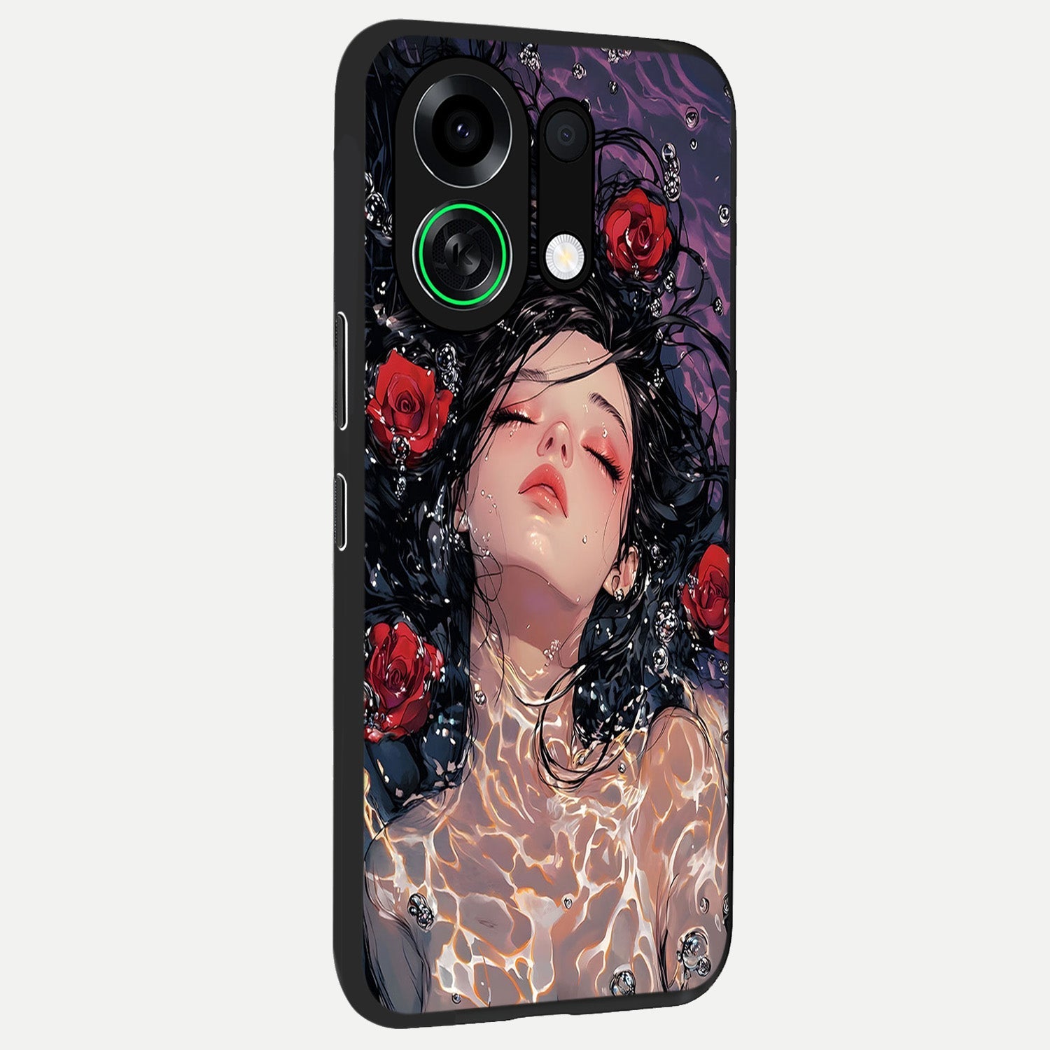  Crimson Rose Serenity back cover For Oppo K13 Turbo slim fit glass case with vibrant aesthetic design