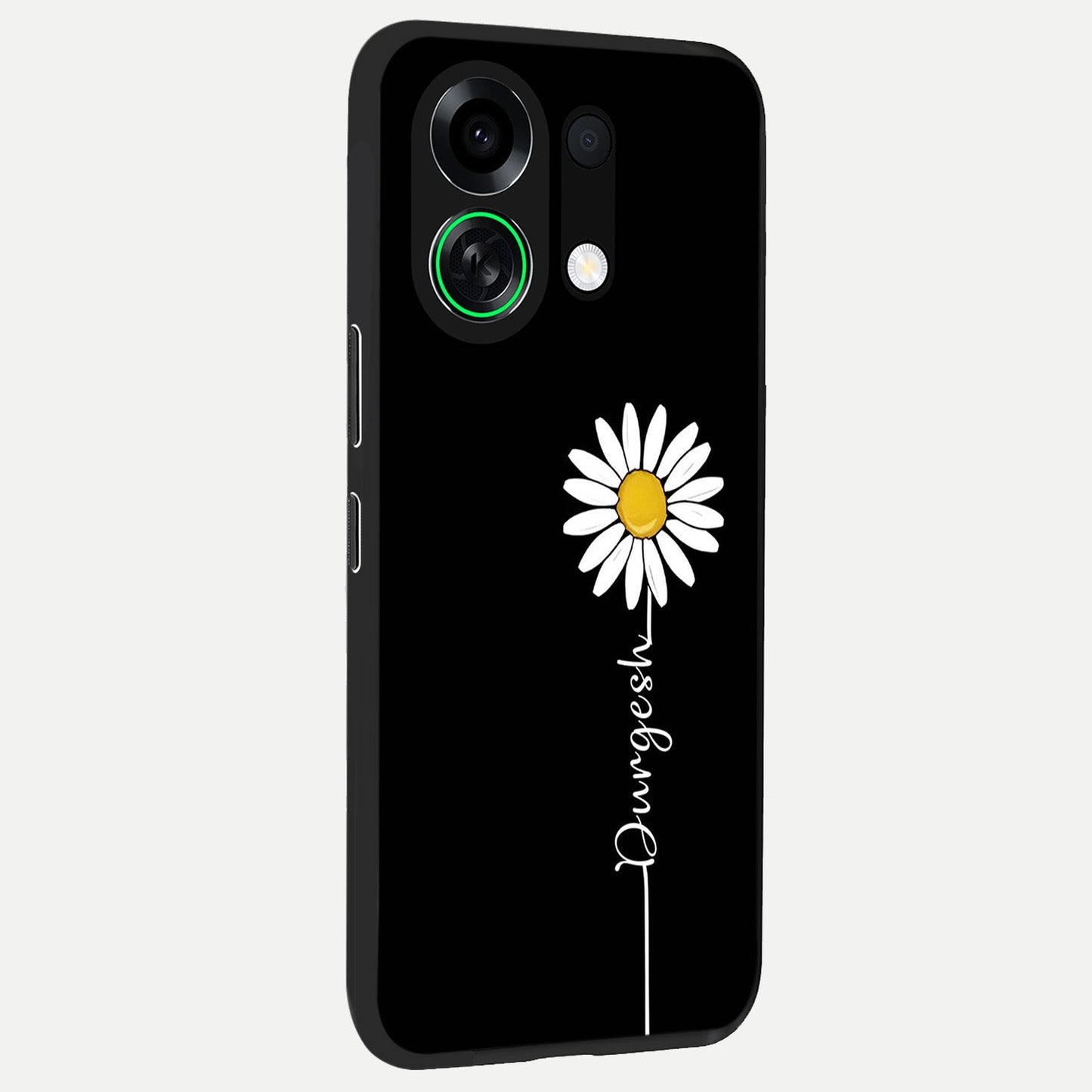  Custom Name White Flower back cover For Oppo K13 Turbo slim fit glass case with vibrant aesthetic design
