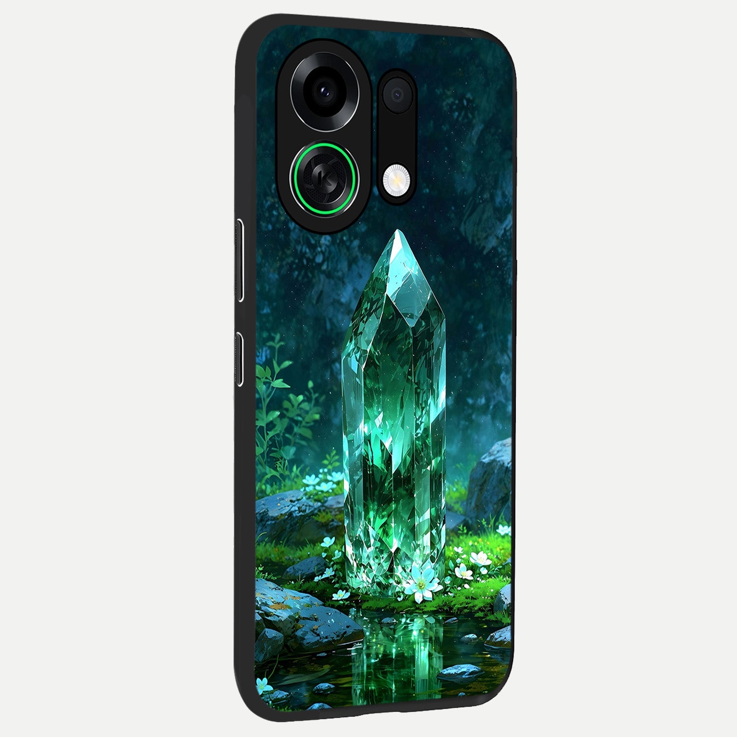  Emerald Light Crystal back cover For Oppo K13 Turbo slim fit glass case with vibrant aesthetic design