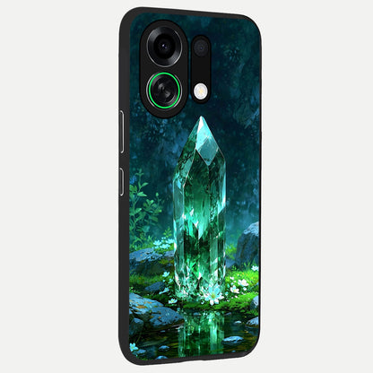  Emerald Light Crystal back cover For Oppo K13 Turbo slim fit glass case with vibrant aesthetic design