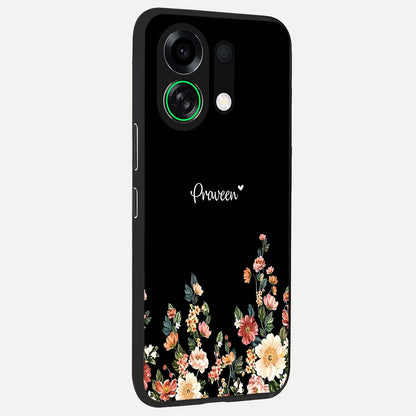  Floral Design Personalized Custom Name back cover For Oppo K13 Turbo slim fit glass case with vibrant aesthetic design