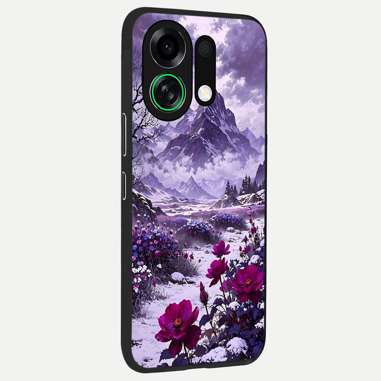  Flower Mountain View back cover For Oppo K13 Turbo slim fit glass case with vibrant aesthetic design