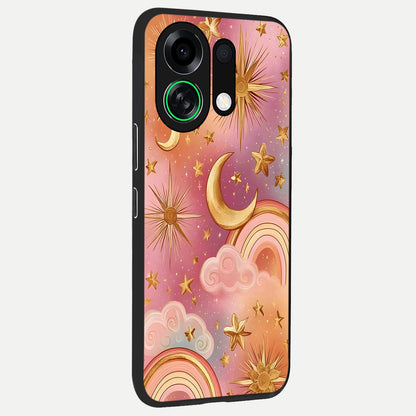  Golden Celestial Dreams back cover For Oppo K13 Turbo slim fit glass case with vibrant aesthetic design