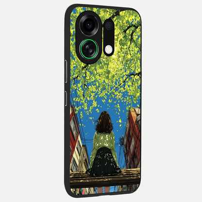  Golden Leaves Glow back cover For Oppo K13 Turbo slim fit glass case with vibrant aesthetic design
