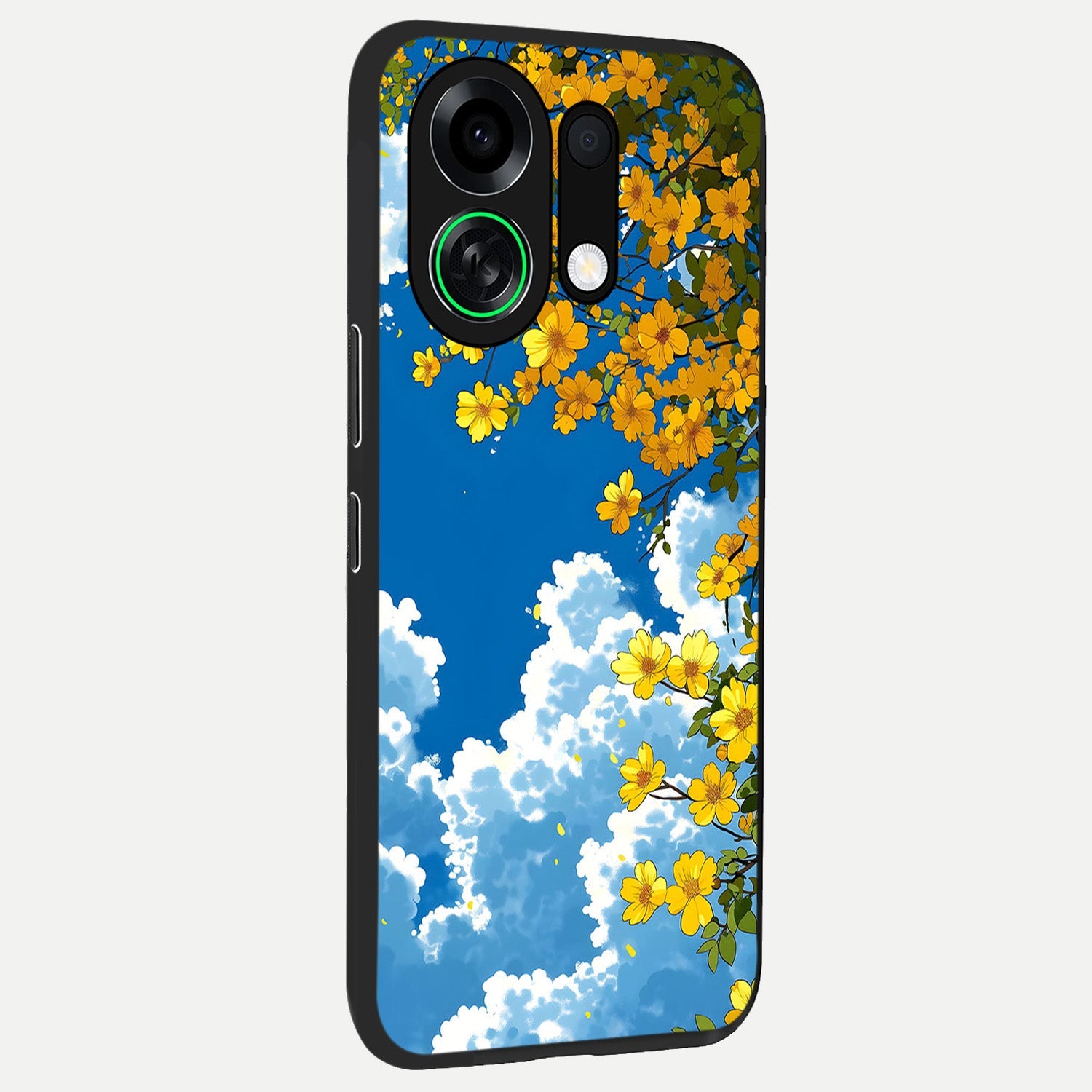  Golden Petal Sky back cover For Oppo K13 Turbo slim fit glass case with vibrant aesthetic design