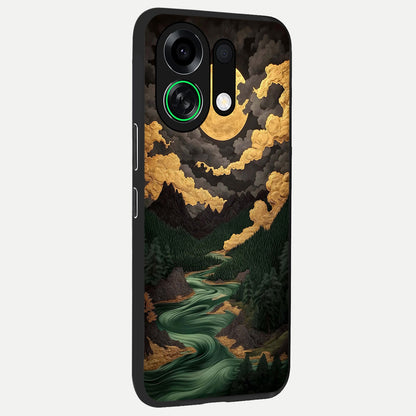  Golden River Moon back cover For Oppo K13 Turbo slim fit glass case with vibrant aesthetic design