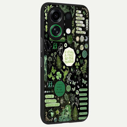  Green Mandala Pattern back cover For Oppo K13 Turbo slim fit glass case with vibrant aesthetic design