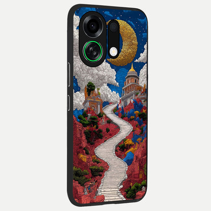  Heavenly Moon Path back cover For Oppo K13 Turbo slim fit glass case with vibrant aesthetic design