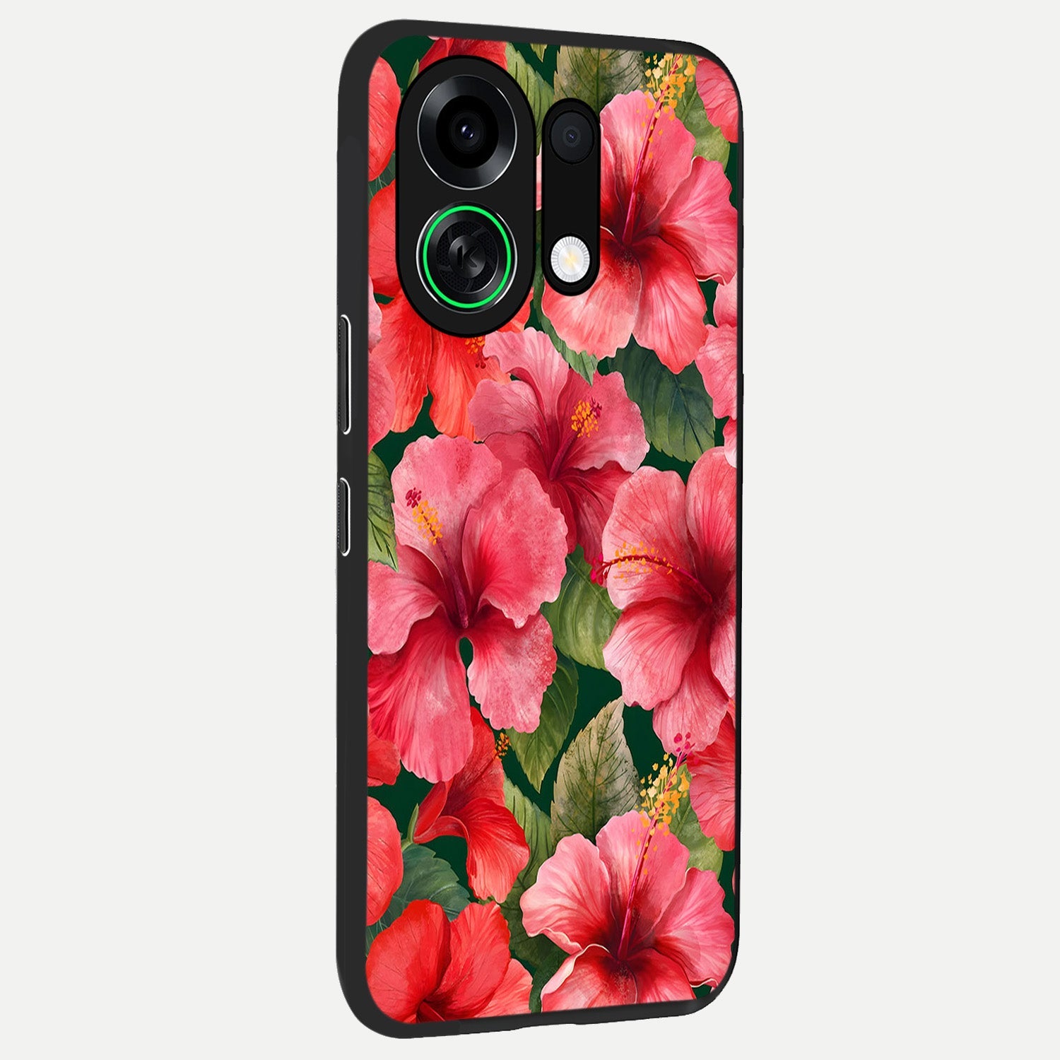  Hibiscus Pattern back cover For Oppo K13 Turbo slim fit glass case with vibrant aesthetic design