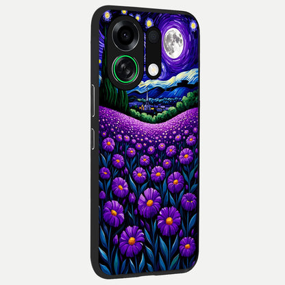  Lavender Moon Field back cover For Oppo K13 Turbo slim fit glass case with vibrant aesthetic design