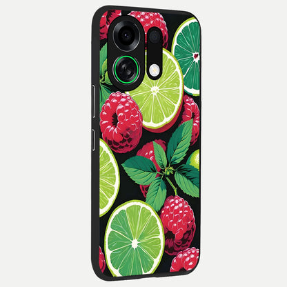  Lime and Raspberry Pattern back cover For Oppo K13 Turbo slim fit glass case with vibrant aesthetic design