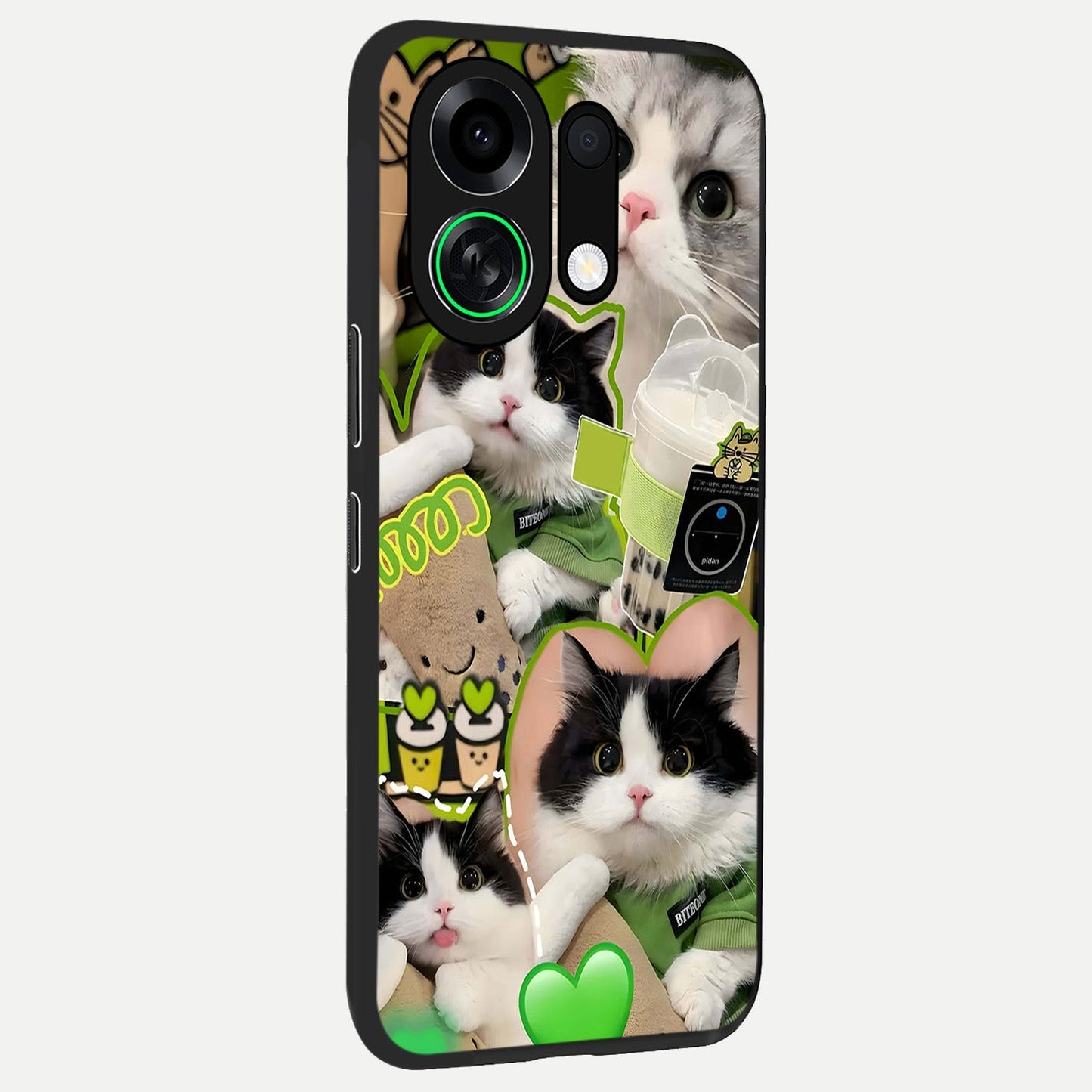  Matcha Cats Mood back cover For Oppo K13 Turbo slim fit glass case with vibrant aesthetic design