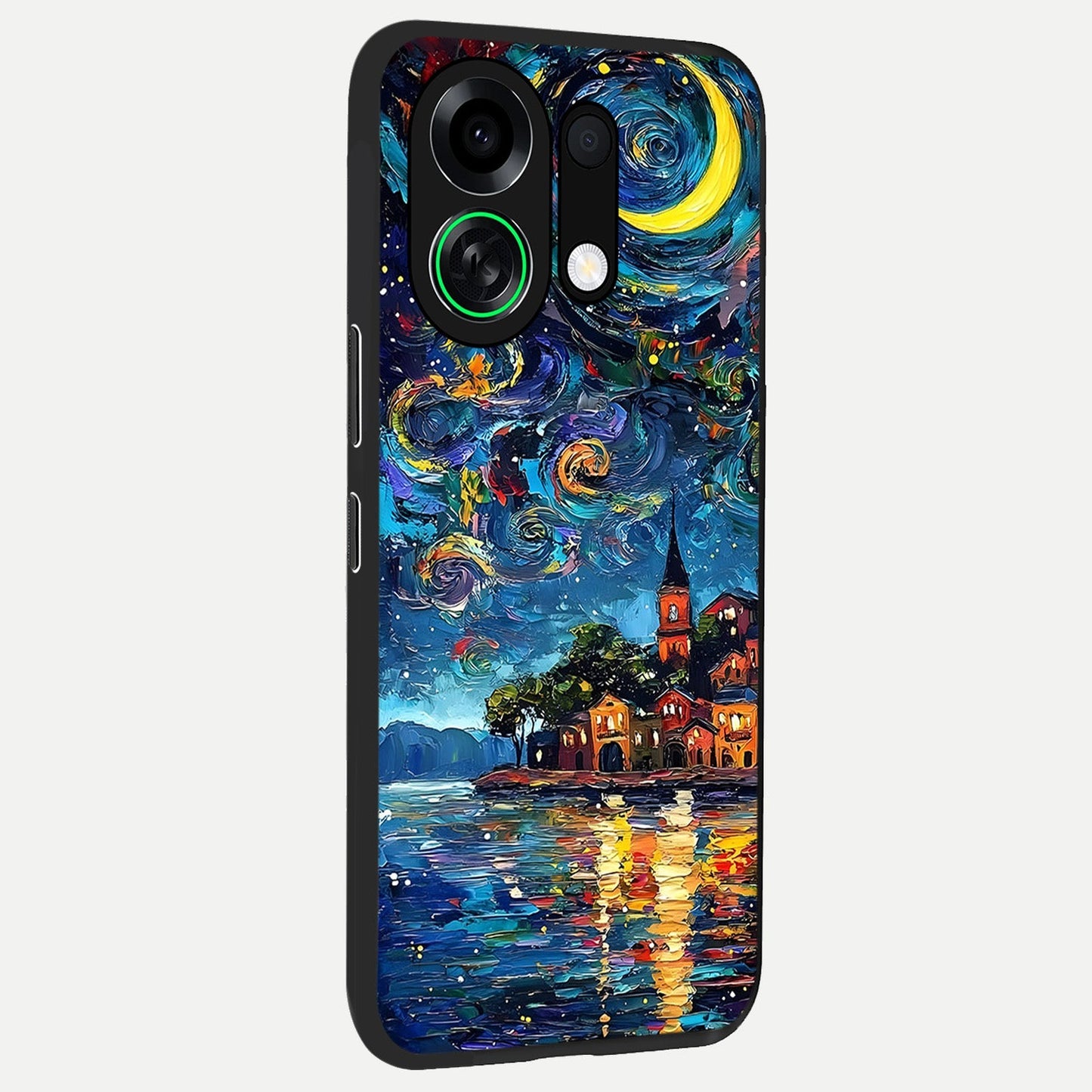  Moonlight Harbor Glow back cover For Oppo K13 Turbo slim fit glass case with vibrant aesthetic design