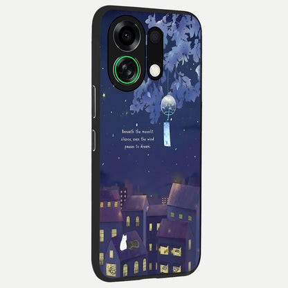  Moonlit Cat Silence back cover For Oppo K13 Turbo slim fit glass case with vibrant aesthetic design
