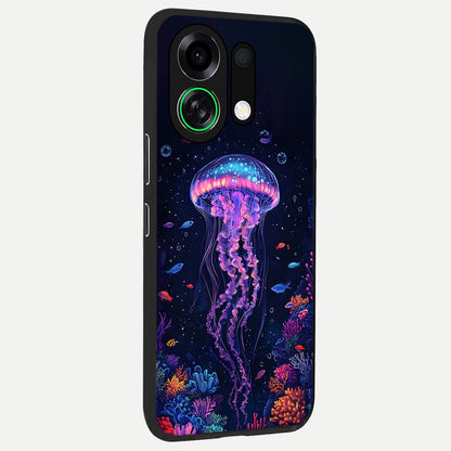  Neon Jellyfish back cover For Oppo K13 Turbo slim fit glass case with vibrant aesthetic design