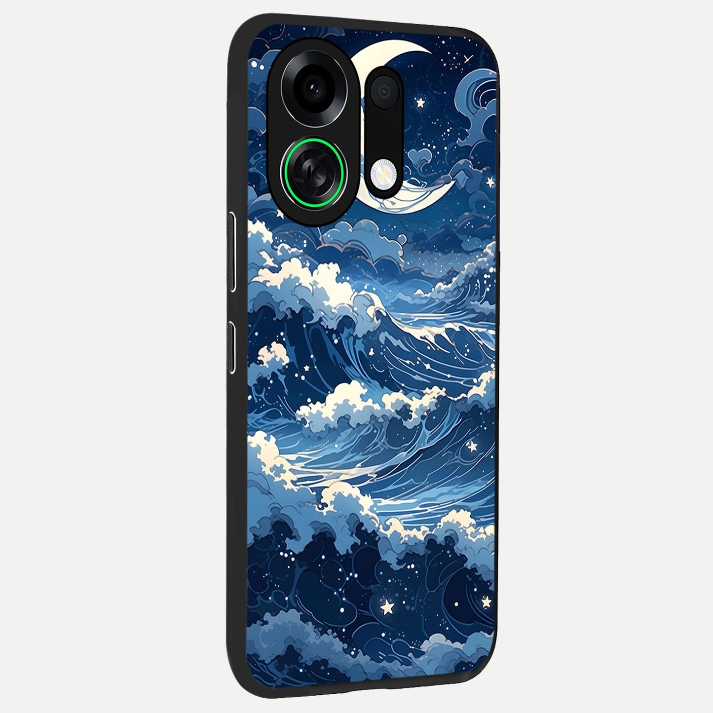  Ocean Moon Waves back cover For Oppo K13 Turbo slim fit glass case with vibrant aesthetic design