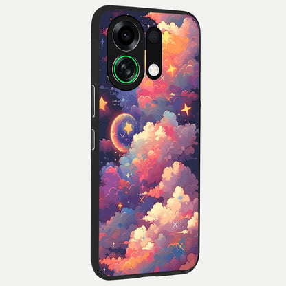  Starlit Dream Clouds back cover For Oppo K13 Turbo slim fit glass case with vibrant aesthetic design