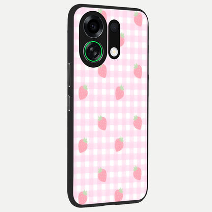  Strawberry Picnic Love back cover For Oppo K13 Turbo slim fit glass case with vibrant aesthetic design