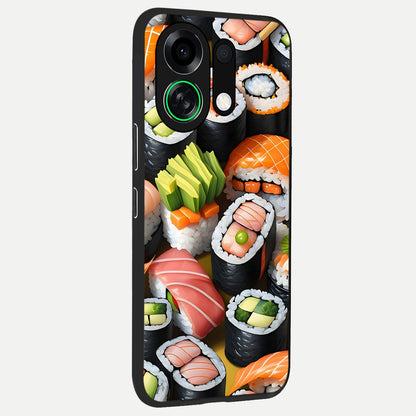  Sushi Food Pattern back cover For Oppo K13 Turbo slim fit glass case with vibrant aesthetic design
