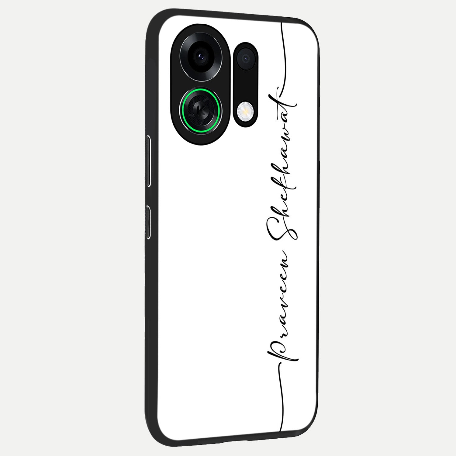  White Tune Custom Name back cover For Oppo K13 Turbo slim fit personalized glass case with aesthetic design