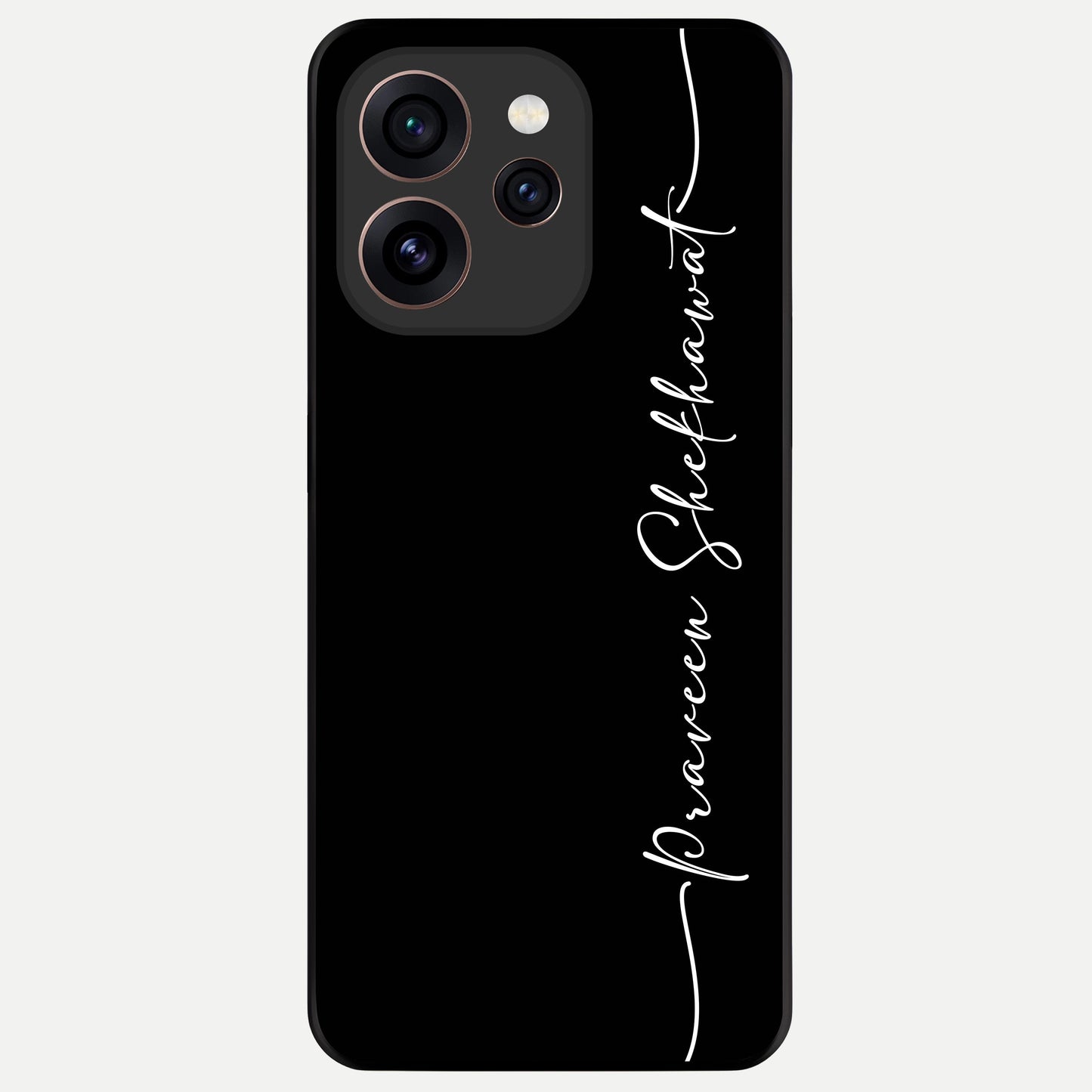  Black Tune Custom Name Glass Case For Oppo Reno 15 Pro back cover – full design glossy printed glass finish