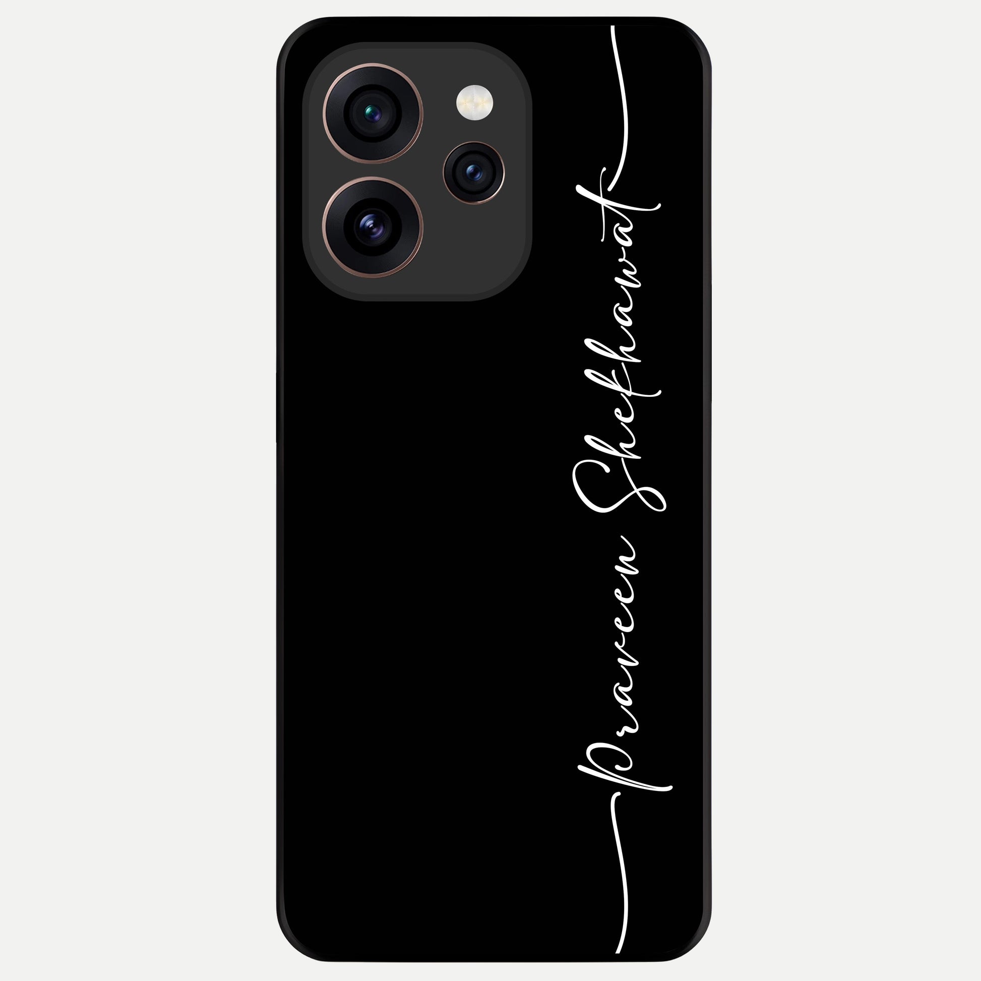  Black Tune Custom Name Glass Case For Oppo Reno 15 Pro back cover – full design glossy printed glass finish