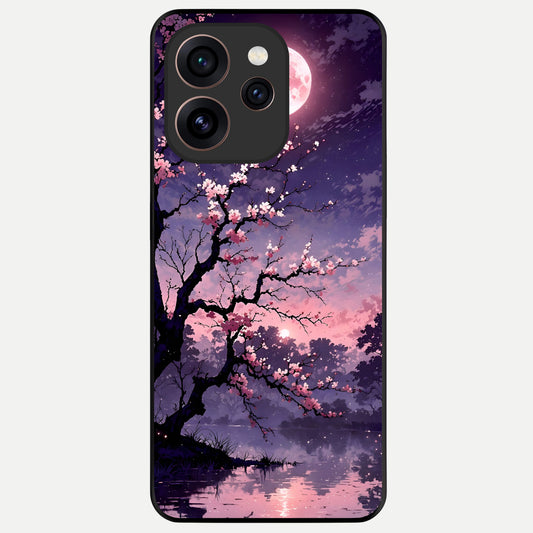 Blossom Pink Moon Glass Case For Oppo Reno 15 Pro back cover – full design glossy printed glass finish