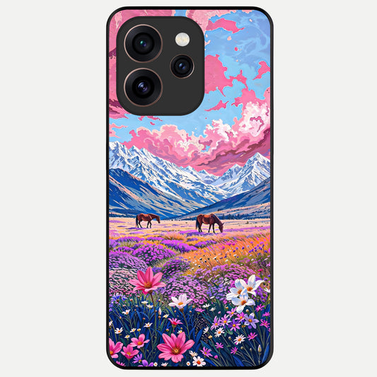  Blossom Valley Dream Glass Case For Oppo Reno 15 Pro back cover – full design glossy printed glass finish