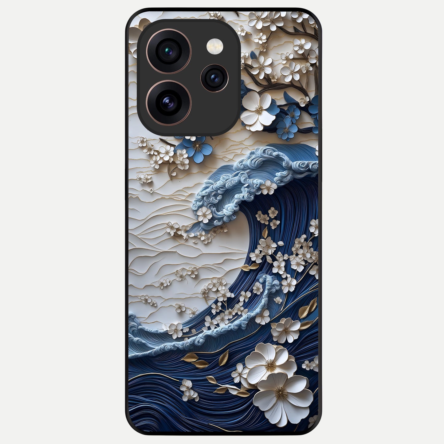  Blossom Wave Art Glass Case For Oppo Reno 15 Pro back cover – full design glossy printed glass finish
