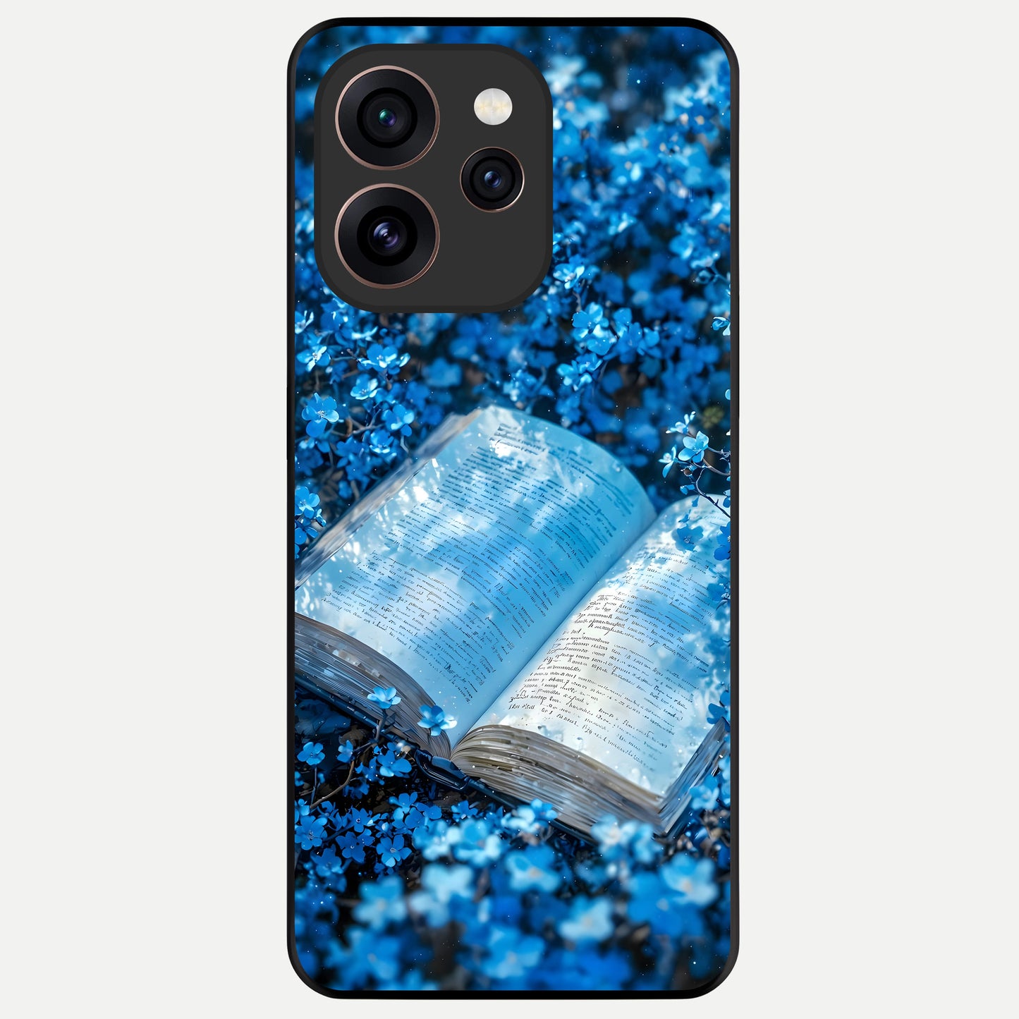  Blue Bloom Tales Glass Case For Oppo Reno 15 Pro back cover – full design glossy printed glass finish