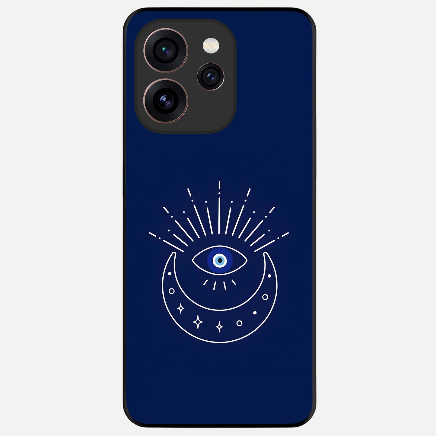  Blue Evil Eye Glass Case For Oppo Reno 15 Pro back cover – full design glossy printed glass finish