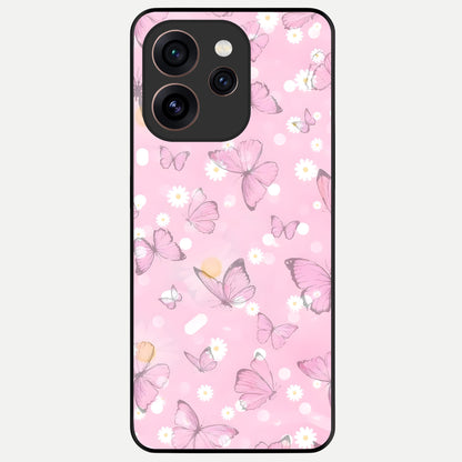  Blush Butterfly Garden Glass Case For Oppo Reno 15 Pro back cover – full design glossy printed glass finish
