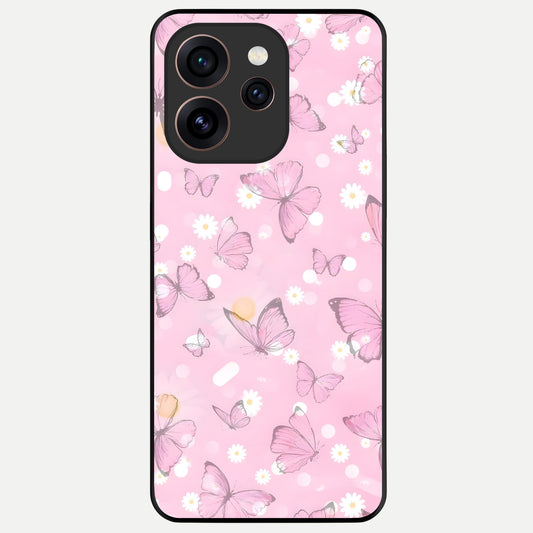  Blush Butterfly Garden Glass Case For Oppo Reno 15 Pro back cover – full design glossy printed glass finish