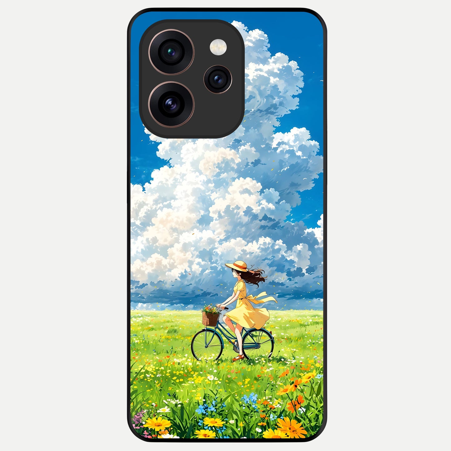  Breezy Meadow Ride Glass Case For Oppo Reno 15 Pro back cover – full design glossy printed glass finish